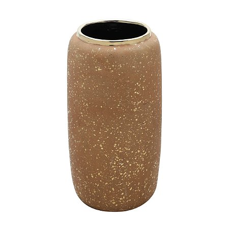 VASO DECORATIVO CERÂMICA DOURADO/TERRACOTA 16x27cm