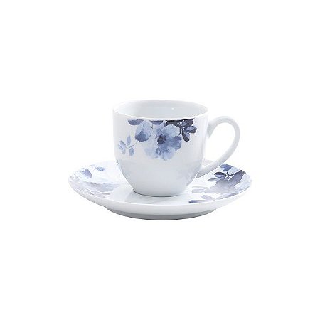 CJ 6 XÍCARAS DE PORCELANA P/CAFÉ C/PIRES LIMOGES EDEN BLEU 100ml