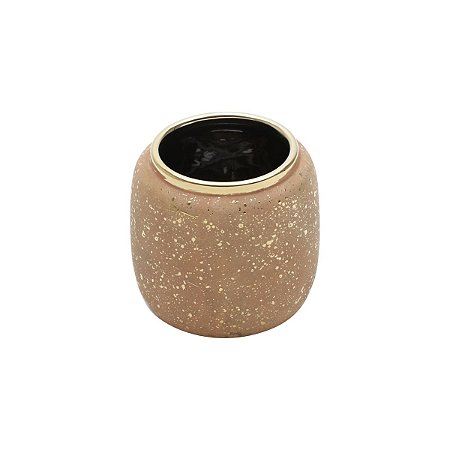 VASO DECORATIVO CERÂMICA DOURADO/TERRACOTA 15x15cm