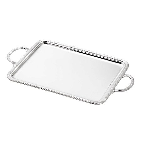 BANDEJA DE PRATA C/ALÇA CROISÉ 42X33CM