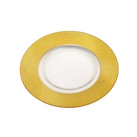 SOUSPLAT DE CRISTAL DOURADO 32,5X32,5X1,8cm
