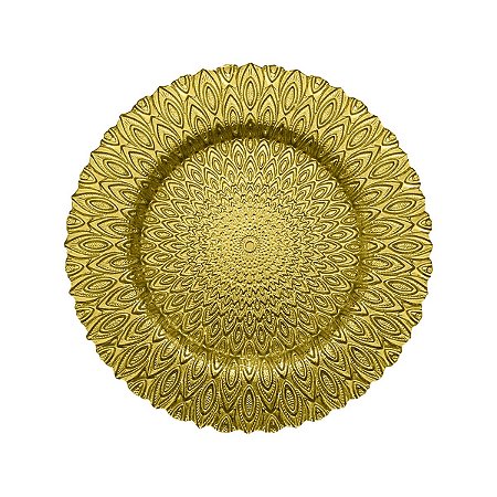 SOUSPLAT DE VIDRO BODRUM DOURADO 33cm