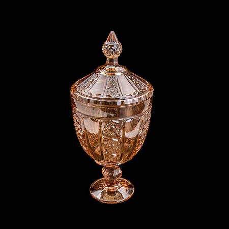 BOMBONIERE DE CRISTAL ECOLÓGICO C/PÉ BELLE AMBAR 15,5X32cm