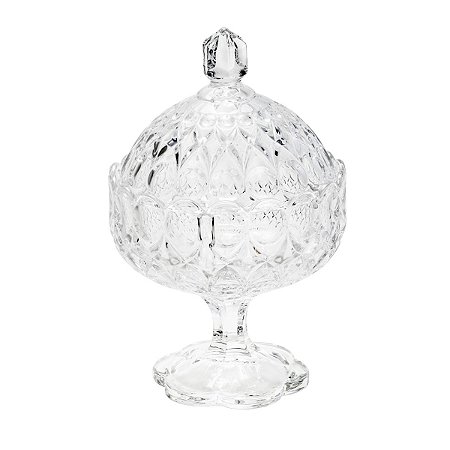 BOMBONIERE DE CRISTAL C/PÉ E TAMPA ANGÉLICA 15,5X23,5CM