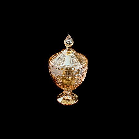 BOMBONIERE DE CRISTAL C/PÉ BELLE AMBAR 15,5X28cm