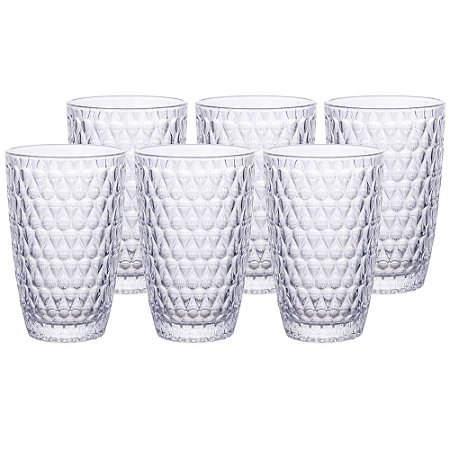 JOGO DE 6 COPOS AMELIE EM VIDRO 355ML A13CM