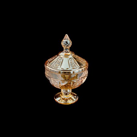 BOMBONIERE DE CRISTAL ECOLÓGICO C/PÉ BELLE AMBAR 15,5X24cm