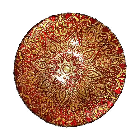 CENTRO DE MESA DE VIDRO ISTAMBUL VERMELHO 33x9cm