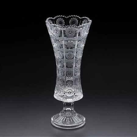 VASO DE CRISTAL C/PÉ STARRY 14X33,5CM