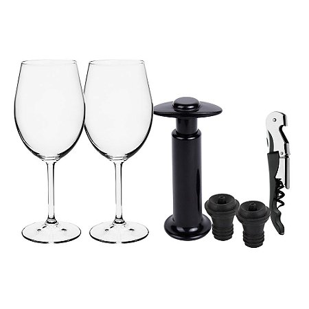 KIT DE 06 PECAS PARA VINHO BOHEMIA AUTHENTIC COLLECTION L31XP31XA13CM COR PRETO