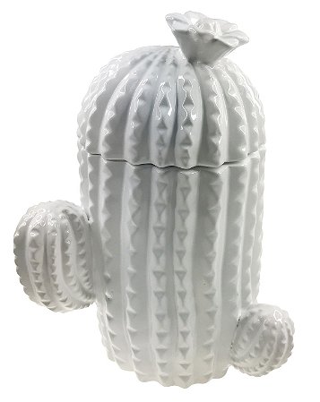 POTICHE DECORATIVO EM CERÂMICA CACTUS 26,7CM BRANCO