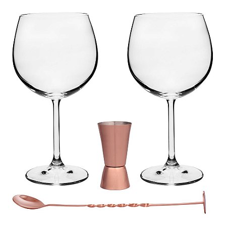KIT DE 04 PECAS PARA GIN BOHEMIA AUTHENTIC COLLECTION L31XP31XA13CM COR COBRE