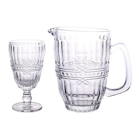 JOGO PARA REFRESCO 7 PECAS FRATELLO EM VIDRO (1,6L+6X330ML)