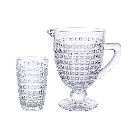 JOGO PARA REFRESCO 7 PECAS CHEVALIER EM VIDRO (1L+6X355ML)