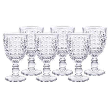 JOGO DE 6 TACAS CHEVALIER EM VIDRO 250ML A15CM