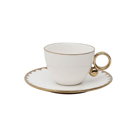 JG 6 XÍCARAS P/CHÁ C/PIRES DE PORCELANA EGG 200ML