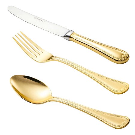 FAQUEIRO 130PC PVD DOURADO GENEVE S/ESTOJO DE MADEIRA