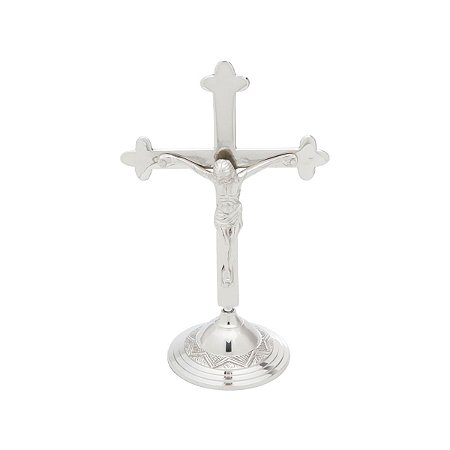 CRUZ DE LATÃO C/ BASE NICKLE 21CM