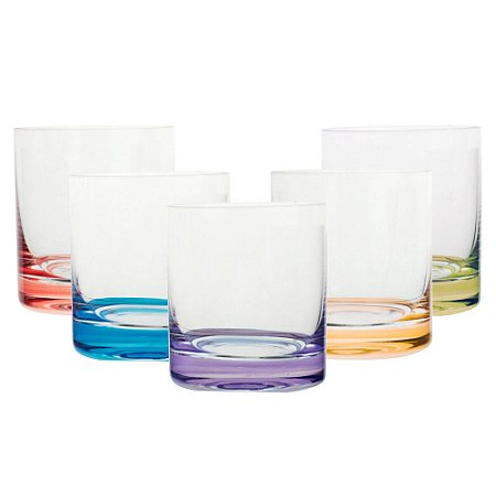 JOGO DE 6 COPOS BAIXOS BARWARE EM CRISTAL ECOLOGICO 320ML A8,5CM COLORIDO