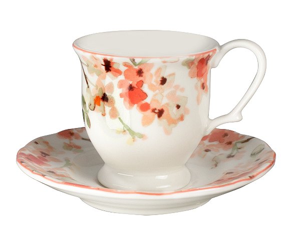 JOGO DE 12 PECAS PARA CAFE CHERRY BLOSSOM EM PORCELANA