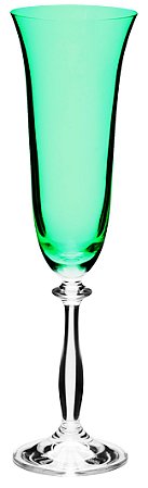 JOGO DE 6 TACAS PARA CHAMPANHE ANGELA DECORADA EM CRISTAL ECOLOGICO 190ML COR TURQUESA