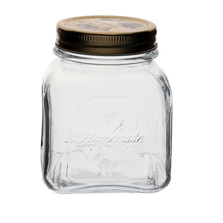 PORTA MANTIMENTO HOMEMADE EM VIDRO COM TAMPA DE METAL 500ML D9XA11CM TRANSPARENTE
