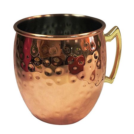 CANECA MARTELADA EM ACO INOX 550ML COR COBRE