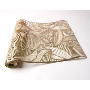 TRILHO DE PLÁSTICO FOLHA DE BANANEIRA DOURADO 180x33cm