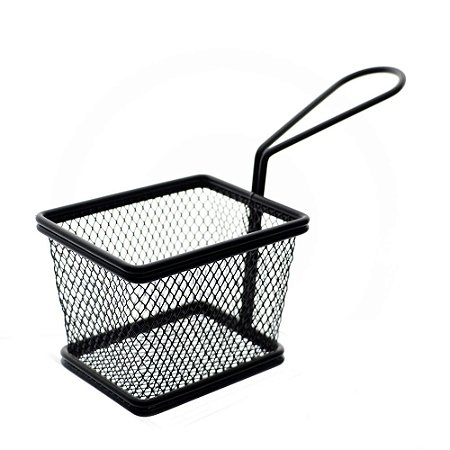 MINI CESTA RETANGULAR PARA ALIMENTOS EM ACO INOX L10XP8XA7,5CM COR PRETO