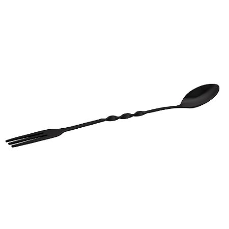 COLHER BAILARINA COM GARFO TRIDENTE EM ACO INOX A23CM COR PRETO