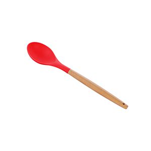 COLHER DE SILICONE C/CABO DE BAMBU CHARMY VERMELHO 31,5cm