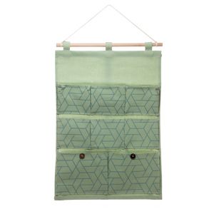 ORGANIZADOR PAREDE POLIÉSTER CHEVRON GREEN 8 BOLSOS 35x48cm