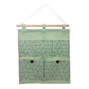 ORGANIZADOR PAREDE POLIÉSTER CHEVRON GREEN 5 BOLSOS 31x34cm