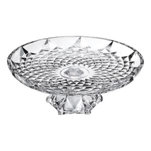CENTRO MESA DECORATIVO C/PÉ CRISTAL CHUMBO DIAMANTE 40x16cm