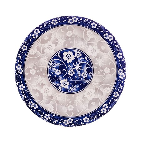 PRATO P/SOBREMESA DE PORCELANA BLUE GARDEN RASO 19,5cm