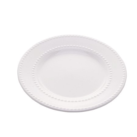 PRATO P/SOBREMESA DE PORCELANA NEW BONE PEARL BRANCO 20cm