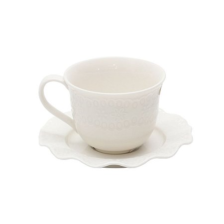 CJ 6 XÍCARAS P/CAFÉ C/PÍRES DE PORCELANA PRINCESS 90ml