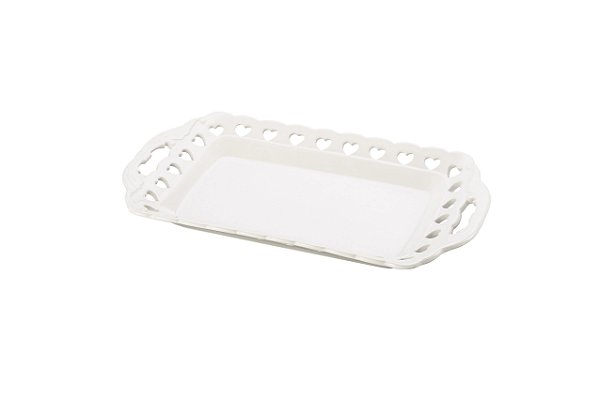 BANDEJA DE CERÂMICA CORAÇÃO 36x21cm