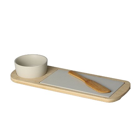 CJ PETISQUEIRA C/BANDEJA E ESPÁTULA BAMBU 12x32cm