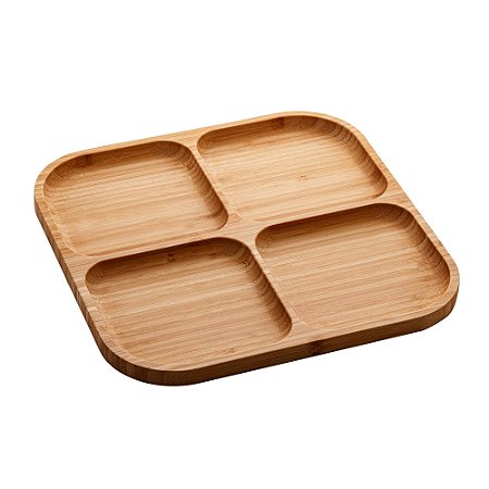 PETISQUEIRA C/4 DIVISÓRIAS DE BAMBU SQUARE 29,5x29,5x1,6cm