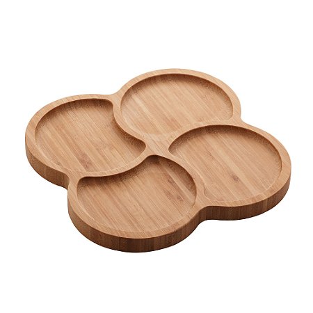 PETISQUEIRA C/4 DIVISÓRIAS DE BAMBU WAVE 22x22x1,6cm