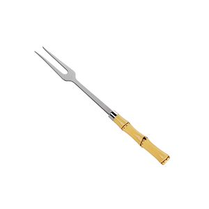 GARFO/ESPETO P/CHURRASCO AÇO INOX CABO PLÁSTICO BAMBU 25,5cm