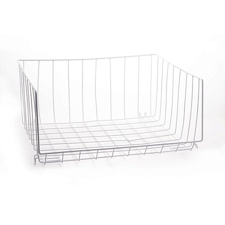 CESTA ORGANIZADORA EMPILHÁVEL METAL BRANCO 47x42x22cm