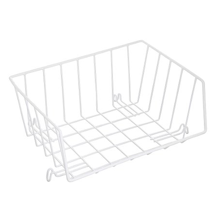 CESTA ORGANIZADORA EMPILHÁVEL METAL BRANCO 29x22x12cm