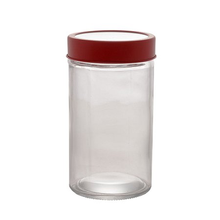 POTE VIDRO BOROSILICATO C/TAMPA DE ACRÍLICO VERMELHA 500ml