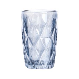 CJ 6 COPOS ALTOS VIDRO SODO-CÁLCICO DIAMOND AZUL 350ml