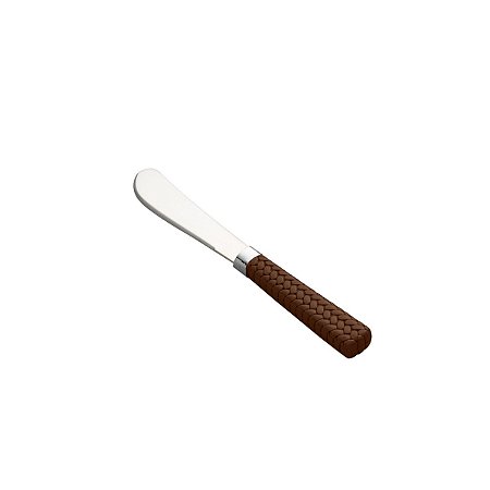 CJ 6 ESPÁTULAS AÇO INOX C/CABO PLÁSTICO RATTAN MARROM 15cm