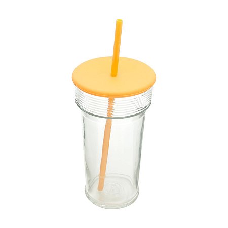 COPO VIDRO SODO-CÁLCICO C/TAMPA CANUDO SILICONE 640ml