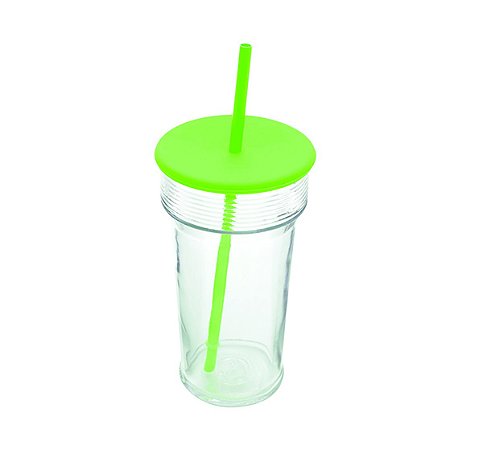 COPO VIDRO SODO-CÁLCICO C/TAMPA CANUDO SILICONE HAVAÍ 640ml