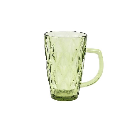 CJ 6 CANECAS DE VIDRO BOROSSILICATO DIAMOND VERDE 280ml